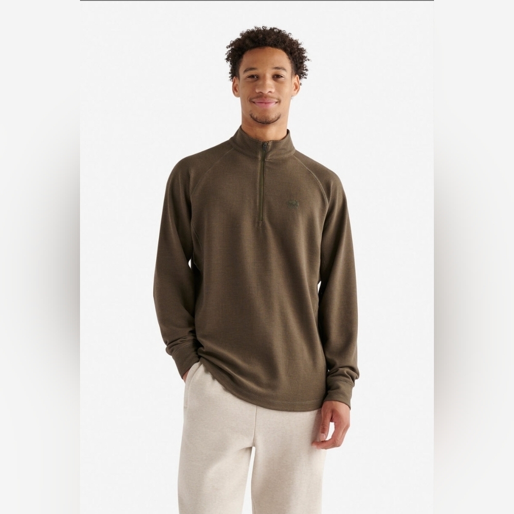 ROOTS Active Grid Half Zip Stein Top SZ L